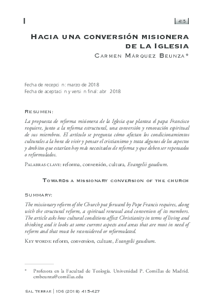 (PDF) Hacia una conversión misionera de la Iglesia