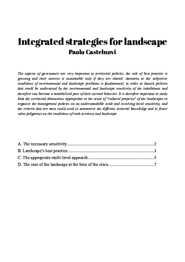 (PDF) Integrated strategies for landscape