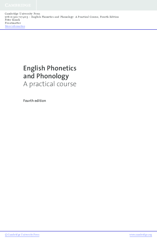 (PDF) English Phonetics and Phonology A practical course