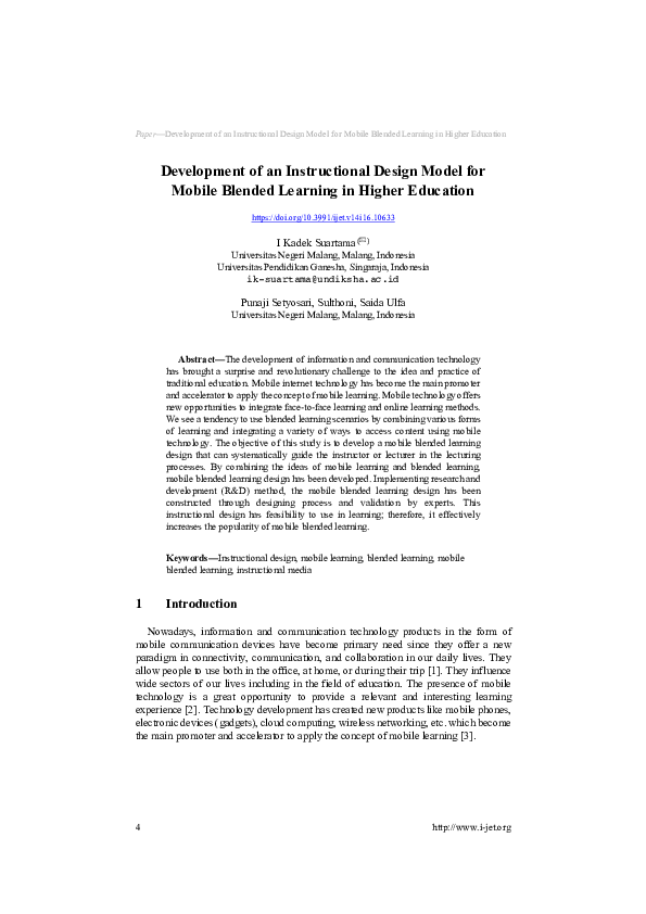 (PDF) Development of an Instructional Design Model for Mobile Blended ...