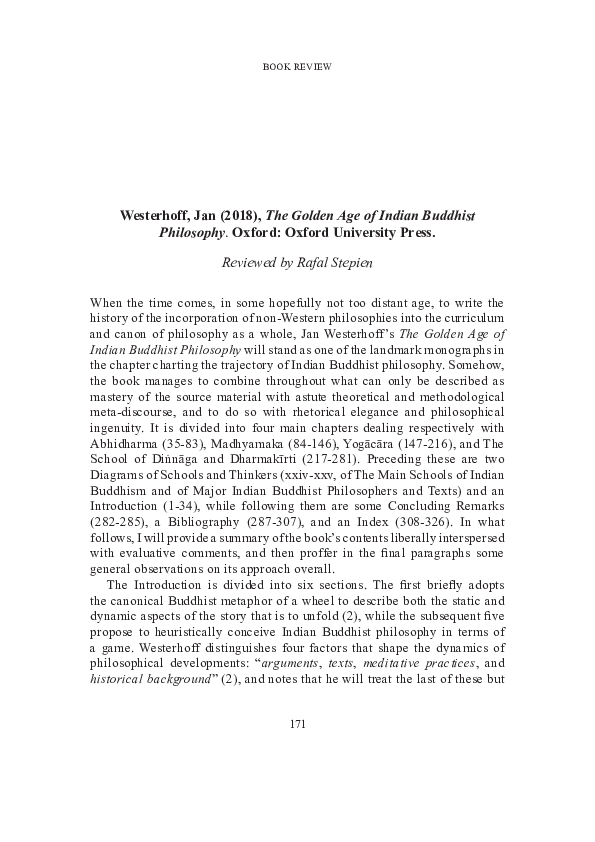 (PDF) Review Article of: Westerhoff, Jan. The Golden Age of Indian ...