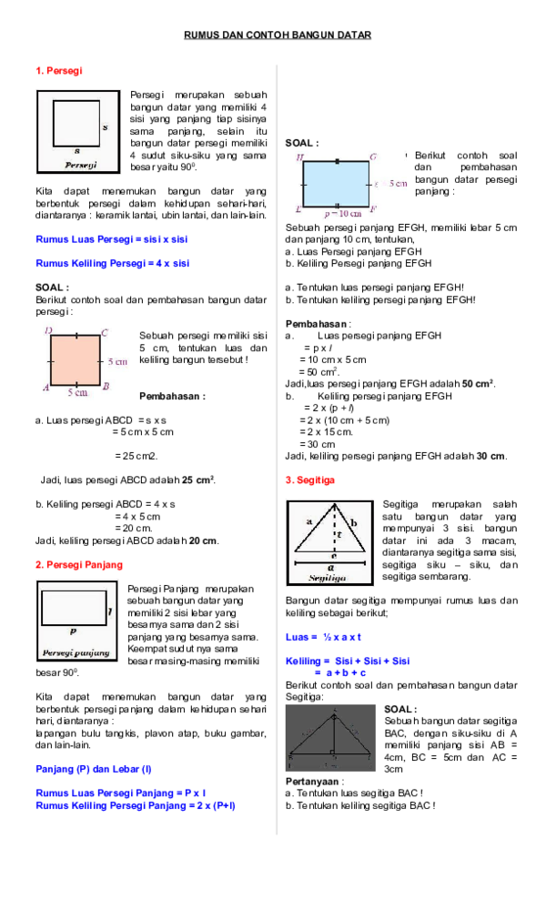 (PDF) RUMUS DAN CONTOH BANGUN DATAR 1. Persegi King (PDF) RUMUS DAN CONTOH BANGUN DATAR 1. Persegi King