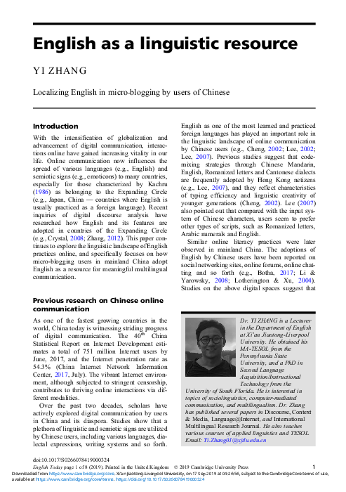 (PDF) English as a linguistic resource: Localizing English in micro ...