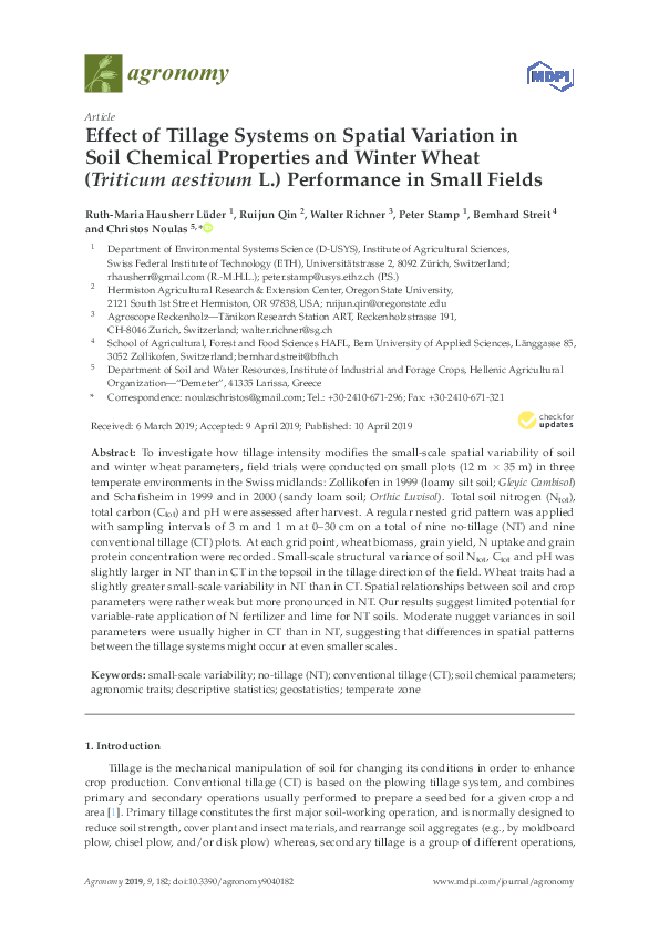 (PDF) Effect of Tillage Systems on Spatial Variation in Soil Chemical ...