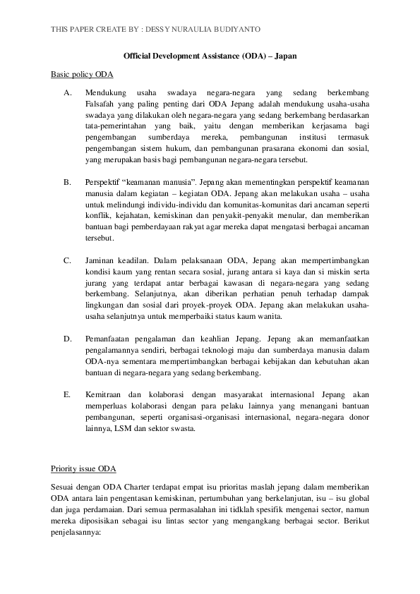 (DOC) Official Development Assistance (ODA) -Japan