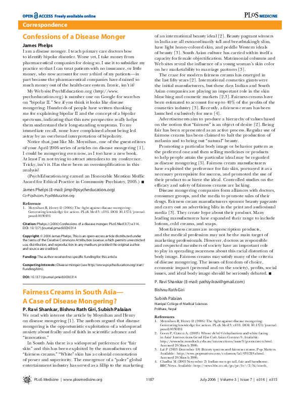 (PDF) Disease Mongering Is Now Part of the Global Health Debate Evan Doran Academia.edu