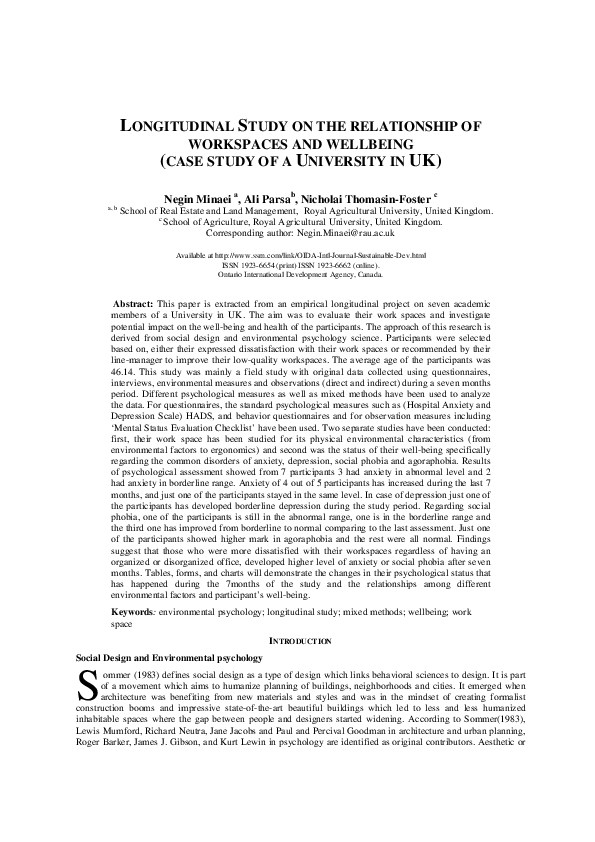 (PDF) LONGITUDINAL STUDY ON THE RELATIONSHIP OF WORKSPACES AND