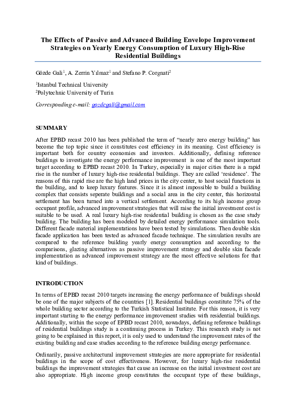 (PDF) The Effects of Passive and Advanced Building Envelope Improvement ...