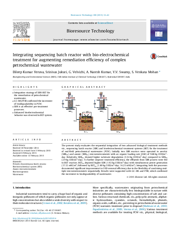 (PDF) Integrating sequencing batch reactor with bio-electrochemical ...