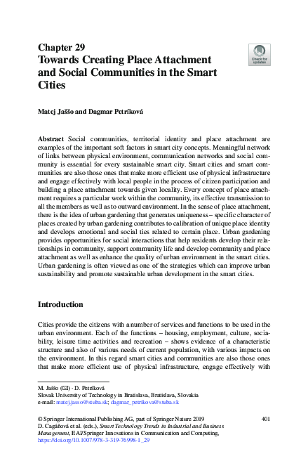 (PDF) Towards Creating Place Attachment and Social Communities in the ...