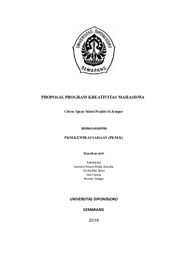 (DOC) PROPOSAL PROGRAM KREATIVITAS MAHASISWA PKM-KEWIRAUSAHAAN (PKM-K