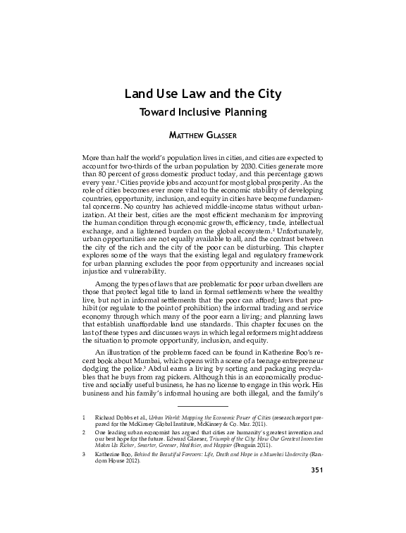 (PDF) Land Use Law and the City Toward Inclusive Planning Matt
