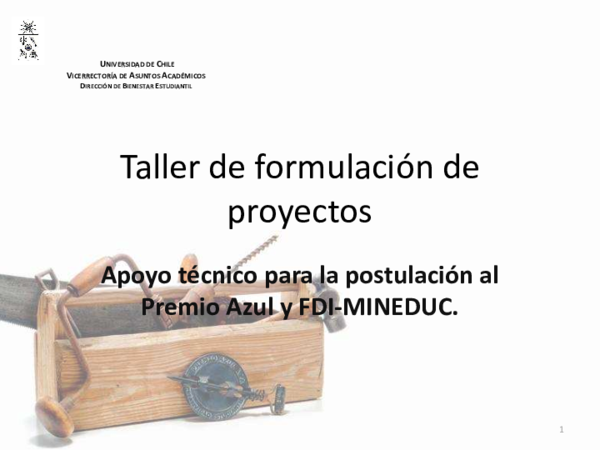 (PDF) Taller de formulación de proyectos Apoyo técnico para la postulación