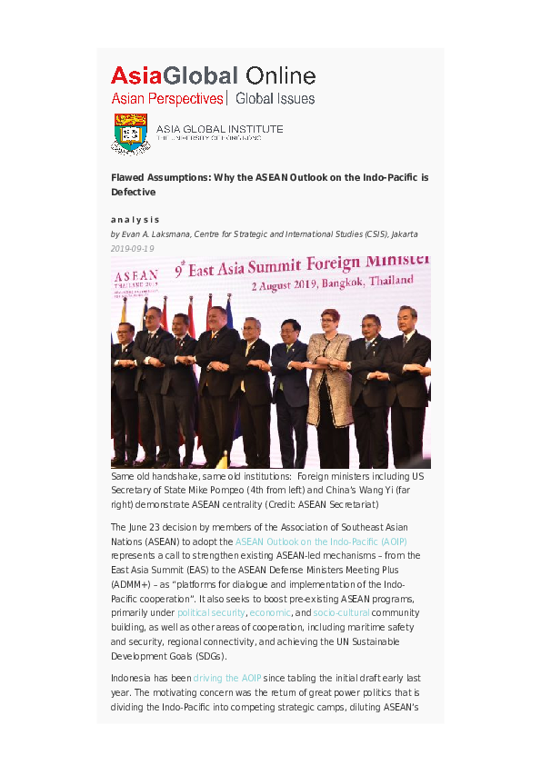  pdf flawed assumptions why the asean outlook on the indo pacific is