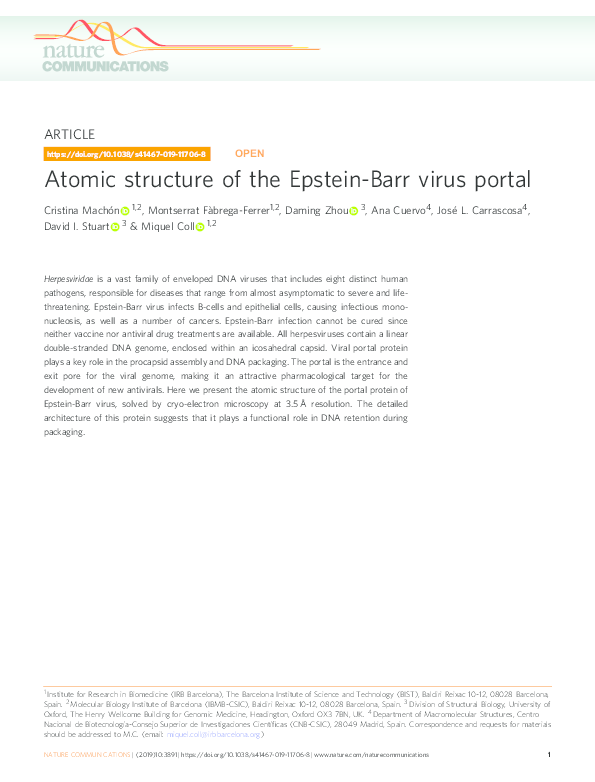 (PDF) Atomic structure of the Epstein-Barr virus portal