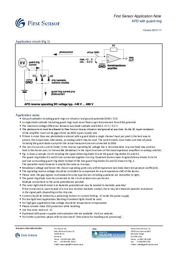 (PDF) First Sensor Application Note APD with guard ring Application ...
