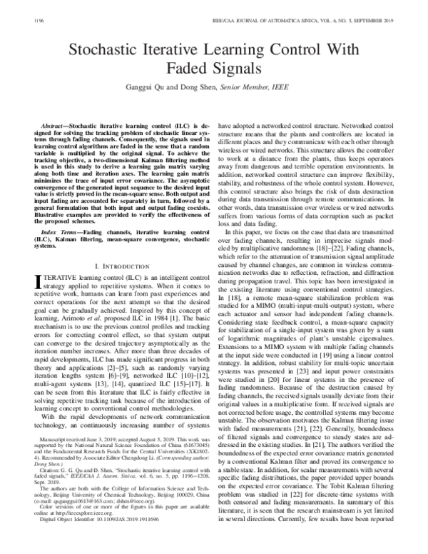 (PDF) Stochastic Iterative Learning Control With Faded Signals