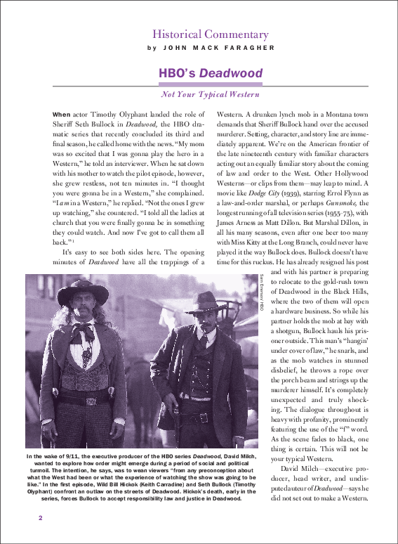 (PDF) 2007 HBO's Deadwood. Not Your Typical Western