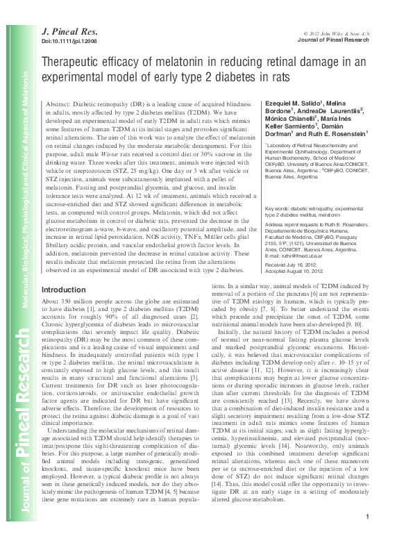 (PDF) Therapeutic efficacy of melatonin in reducing retinal damage in ...
