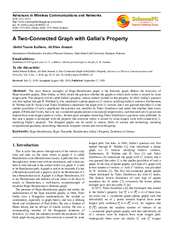 (PDF) A Two-Connected Graph with Gallai's Property