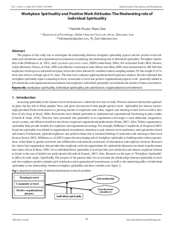 (PDF) Workplace Spirituality and Positive Work Attitudes: The ...