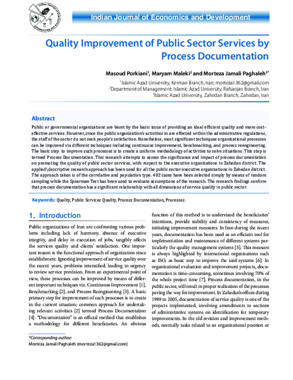 (PDF) Quality Improvement of Public Sector Services by Process ...