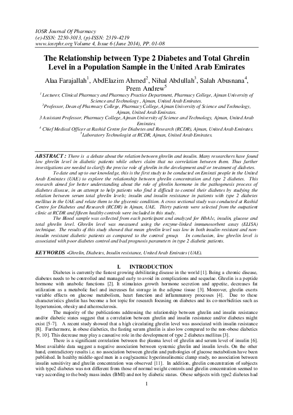 (PDF) The Relationship between Type 2 Diabetes and Total Ghrelin Level ...