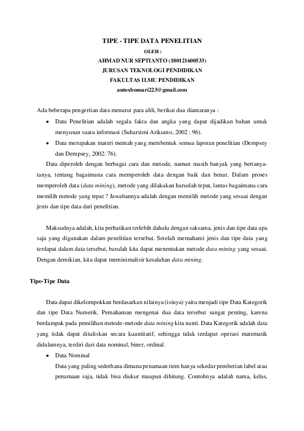 (DOC) TIPE - TIPE DATA PENELITIAN