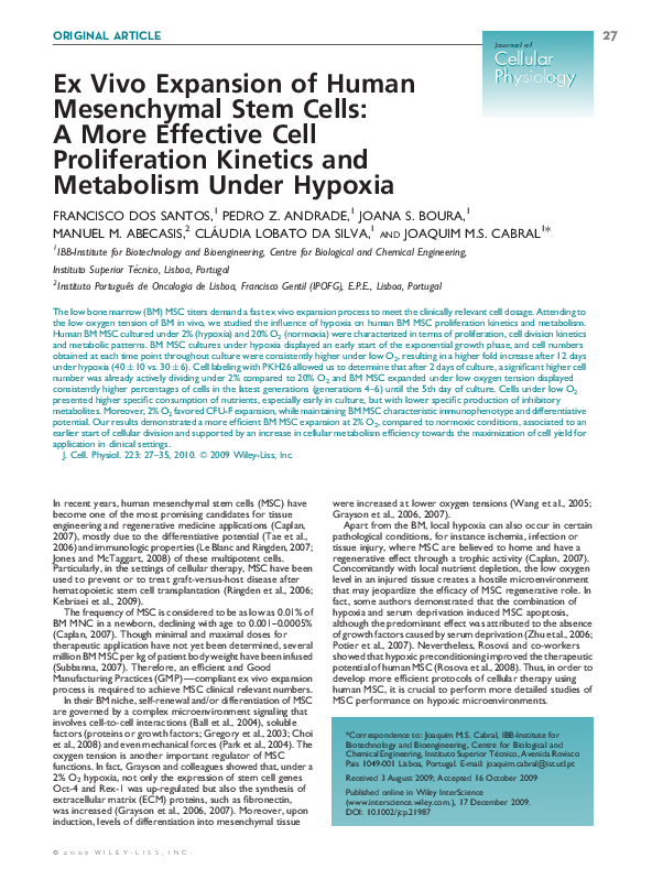 (PDF) Ex vivo expansion of human mesenchymal stem cells: A more ...