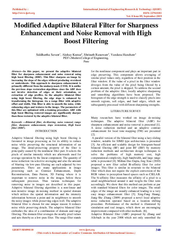 (PDF) IJERTModified Adaptive Bilateral Filter for Sharpness