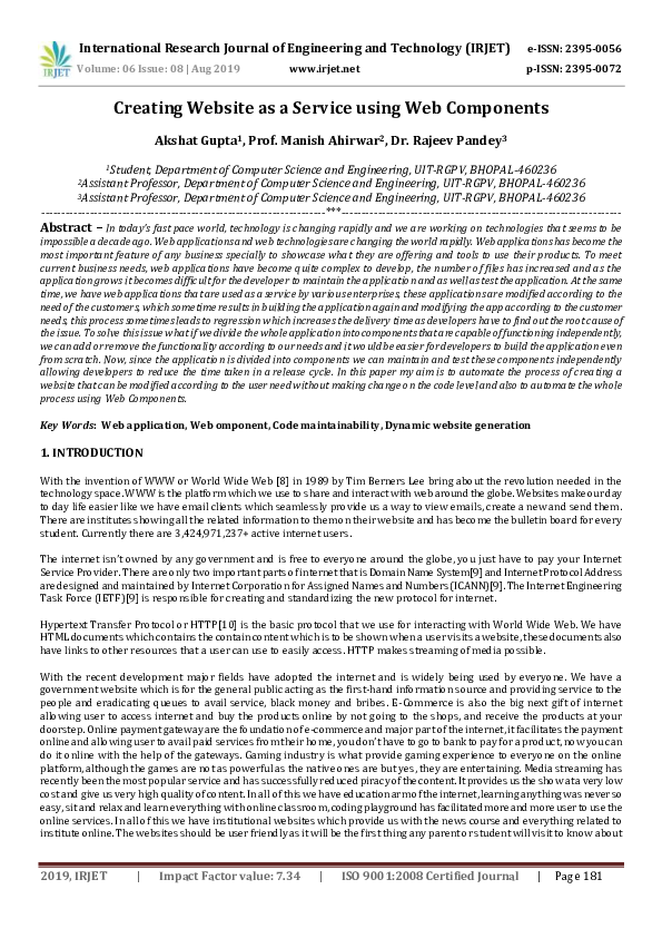 (PDF) Creating Website as a Service using Web Components