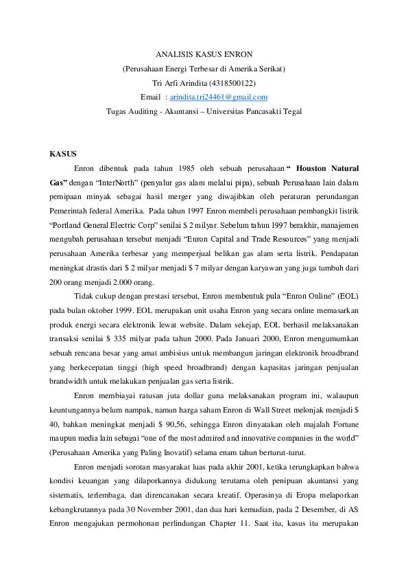 Pdf Analisis Kasus Enron