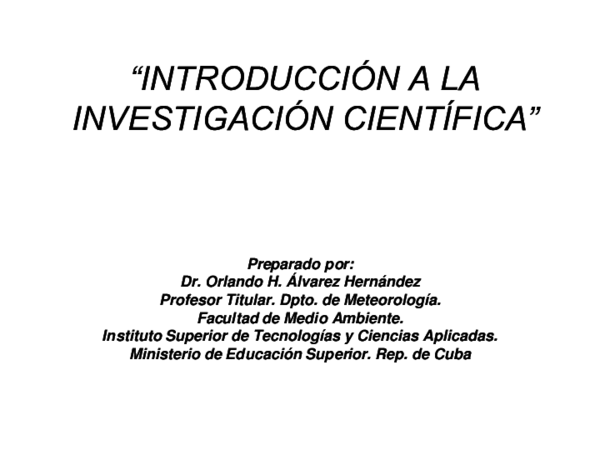 (PPT) INTRODUCCIÓN A LA INVESTIGACIÓN CIENTÍFICA