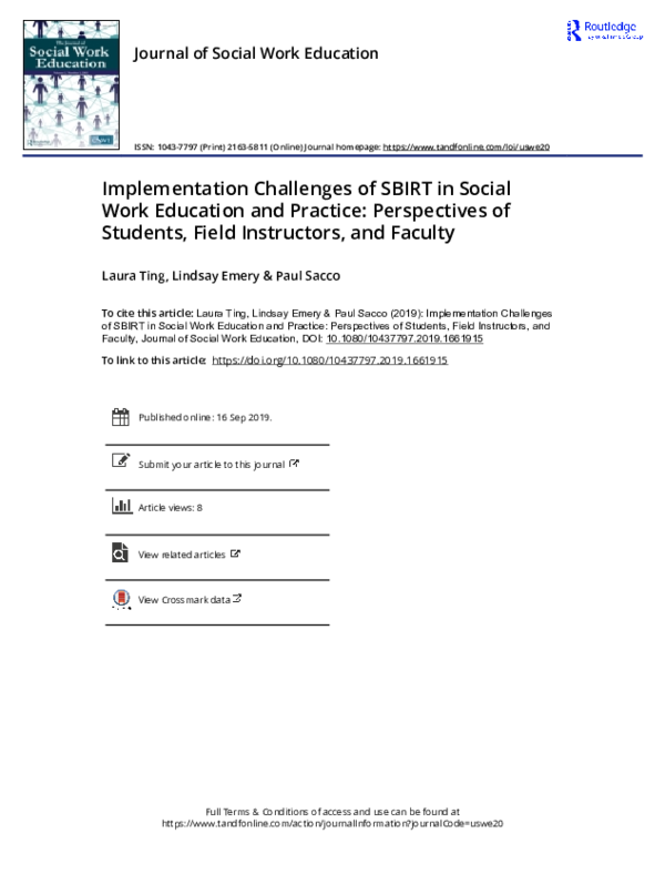(PDF) Journal of Social Work Education Implementation Challenges of