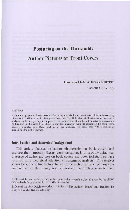 (PDF) Posturing on the Threshold: Author Pictures on Front Covers