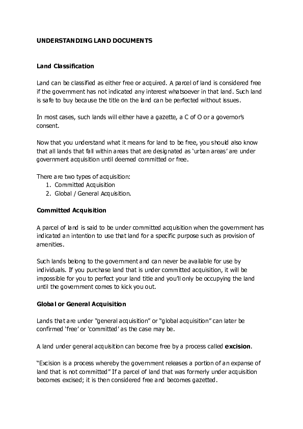 (PDF) UNDERSTANDING LAND DOCUMENTS Land Classification Adeniyi