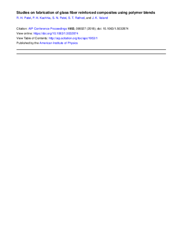 (PDF) Studies on fabrication of glass fiber reinforced composites using ...