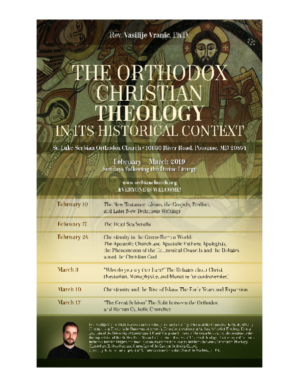(PDF) The Orthodox Theology in Its Historical Context Lecture Series
