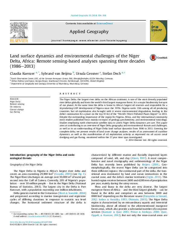 (PDF) Land surface dynamics and environmental challenges of the Niger ...