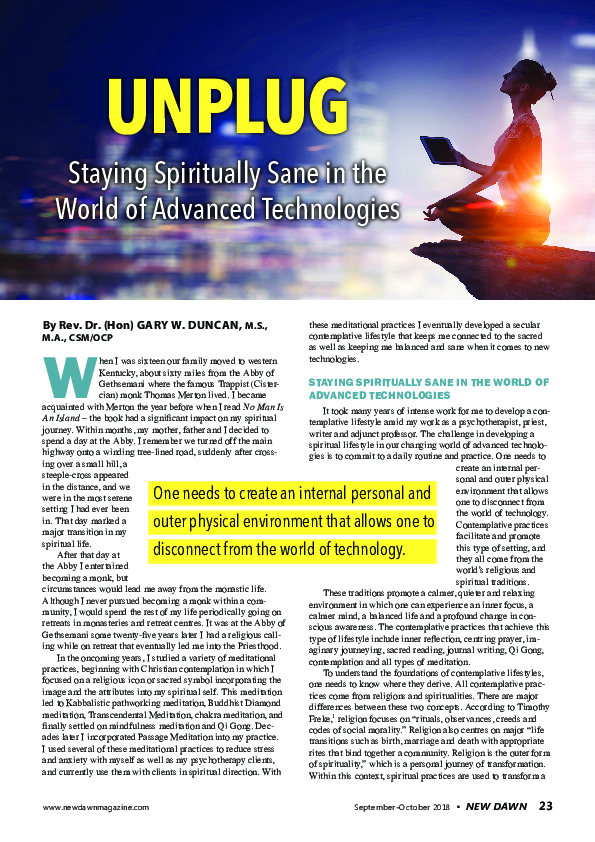 (PDF) Article New Dawn Unplug