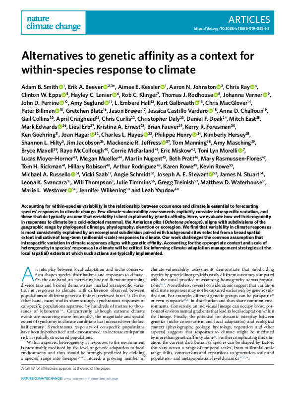 (PDF) Alternatives to genetic affinity as a context for within-species ...