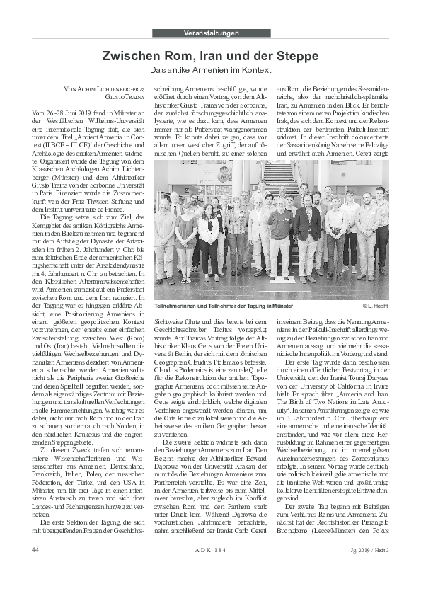 (PDF) Achim Lichtenberger, Giusto Traina, Zwischen Rom, Iran und der