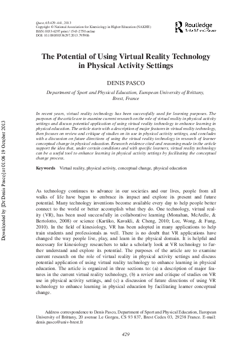 (PDF) The Potential of Using Virtual Reality Technology in Physical ...