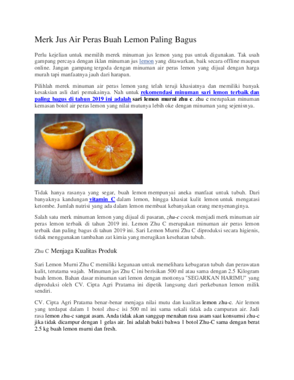 DOC) Merk Jus Air Peras Buah Lemon Paling Bagus  SATU NUSARAYA 