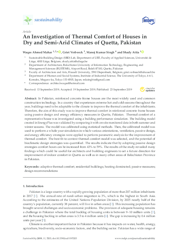 (PDF) An Investigation of Thermal Comfort of Houses in Dry and Semi ...