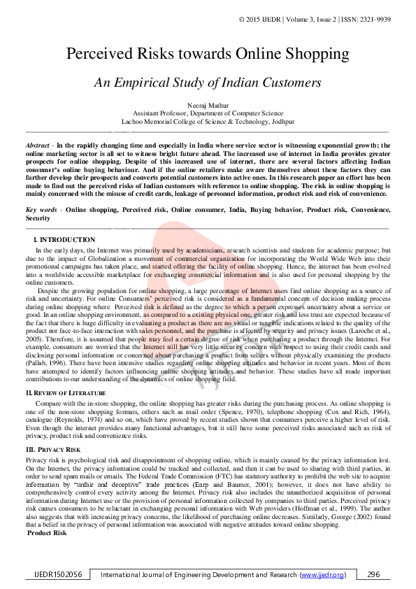 (PDF) Perceived Risks towards Online Shopping An Empirical Study of ...