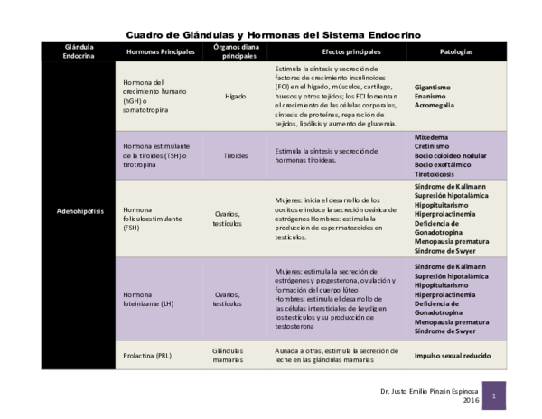 (PDF) Glándulas y Hormonas del Sistema Endocrino