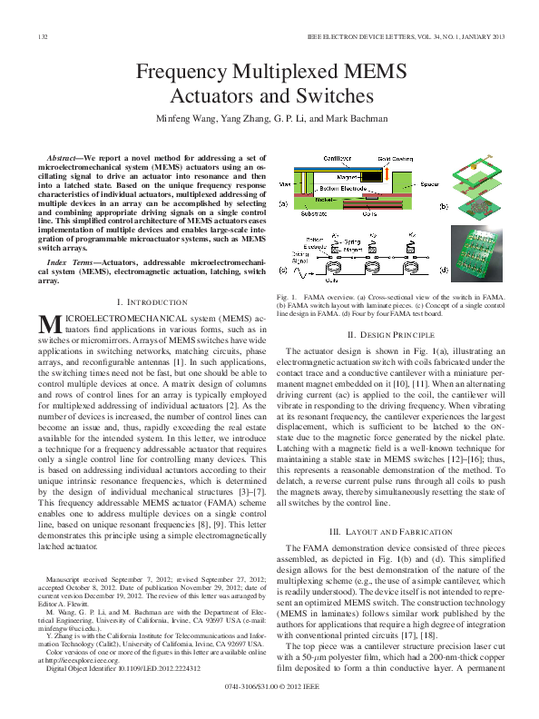 (PDF) Frequency Multiplexed MEMS Actuators and Switches