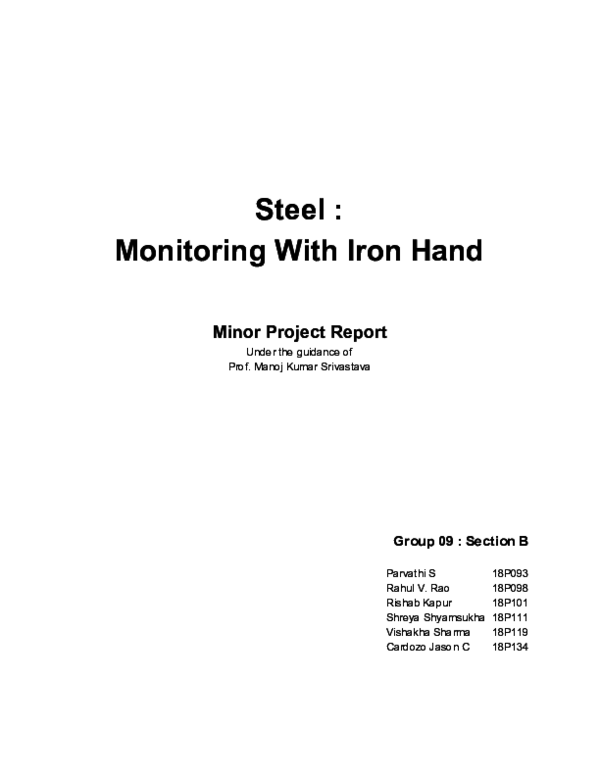 (PDF) Steel : Monitoring With Iron Hand Minor Project Report