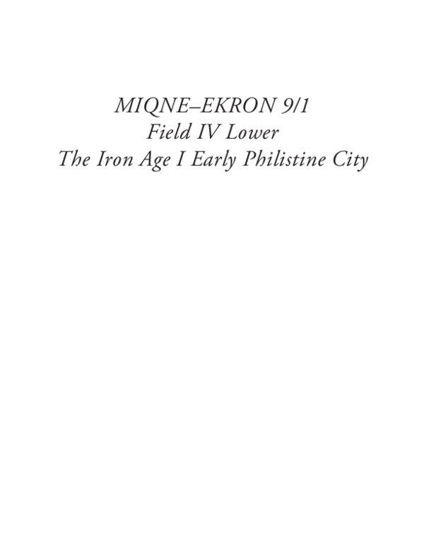 (PDF) An Overview of Iron Age I Pottery Types from Strata VIIIV EKRON 9/1 Field IV Lower The